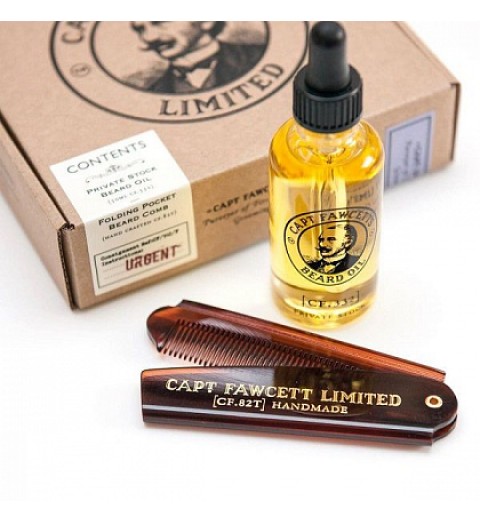 Подарочный набор Captain Fawcett Beard Oil & Folding Pocket Beard Comb