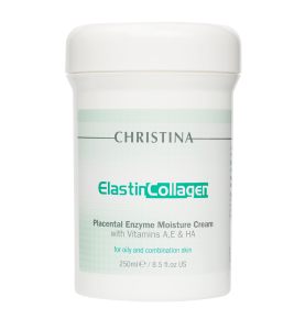 Christina (Кристина) ElastinCollagen Placental Enzyme Moisture Cream with Vitamins A, E & HA for oily and combination skin / Увлажняющий крем с витаминами А, Е и гиалуроновой кислотой для жирной и комбинированной кожи «Эластин, коллаген, плацентарный 