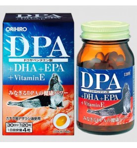 Orihiro (Орихиро) БАД "ДПА+ДГК+ЭПК Омега-3 жирные кислоты (DPA, DHA, EPA, Omega-3)", 120 капсул