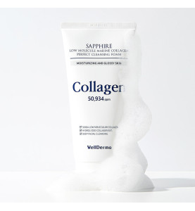 WellDerma Sapphire Low Molecule Collagen Perfect Cleansing Foam / Очищающая пенка на основе низкомолекулярного морского коллагена, 150 мл WellDerma Sapphire Low Molecule Collagen Perfect Cleansing Foam / Очищающая пенка на основе низкомолекулярного морского коллагена, 150 мл