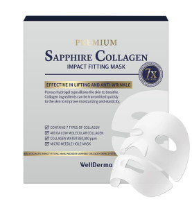 WellDerma Sapphire Collagen Impact Fitting Mask / Гидрогелевая маска на основе 7 видов коллагена, 4*25г WellDerma Sapphire Collagen Impact Fitting Mask / Гидрогелевая маска на основе 7 видов коллагена, 4*25г