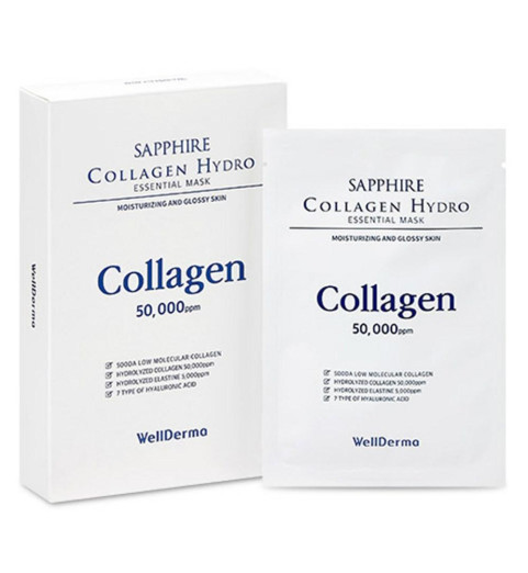 WellDerma Sapphire Collagen Hydro Essential Mask / Увлажняющая и омолаживающая маска с коллагеном и гиалуроновой кислотой, 10*30мл WellDerma Sapphire Collagen Hydro Essential Mask / Увлажняющая и омолаживающая маска с коллагеном и гиалуроновой кислотой, 10*30мл